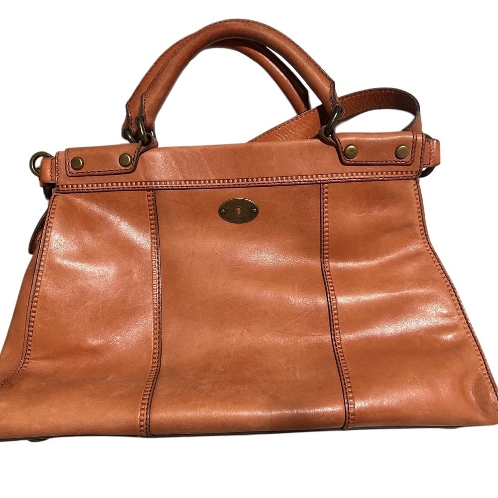 Fossil Tan Leather Satchel - Picture 6 of 7